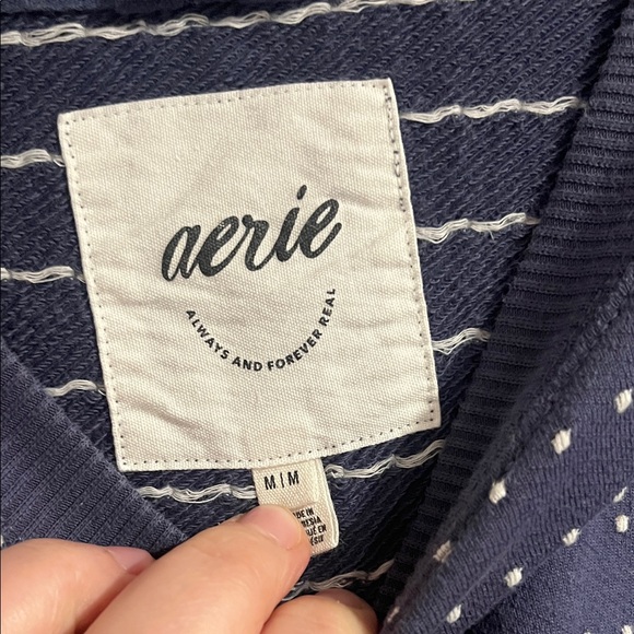 Aerie Navy and White PolkaDot Sweater Medium - Picture 2 of 5
